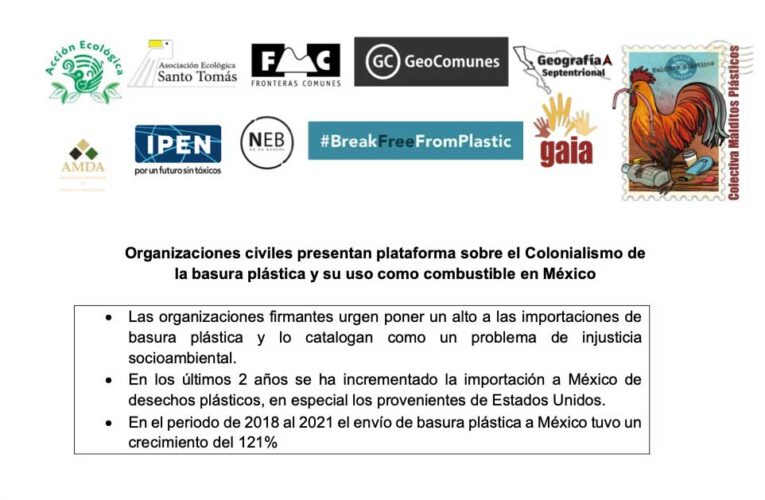 Organizaciones civiles presentan plataforma sobre el Colonialismo de la basura plástica y su uso como combustible en México
